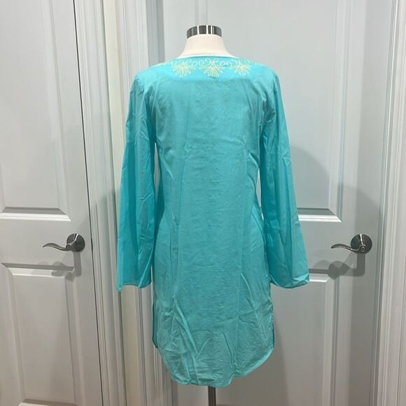 Lilly Pulitzer Elina Tunic Cover Up SHEER Embroidered Cotton Size Medium - Picture 5 of 11